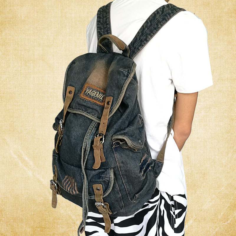 Canvas Backpack Casual - حقيبة ظهر كلاسيكية من القماش والجلد